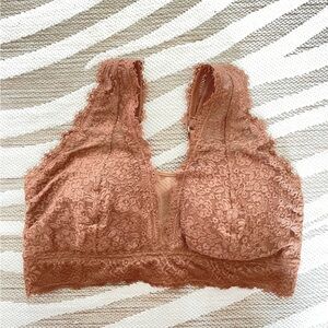 aerie Lace Longline Bralette in Terracotta size XL (DD)
